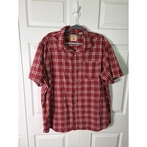 RedHead Brand Co Mens 2XL Red Plaid Short Sleeve Button Down Cotton Shirt